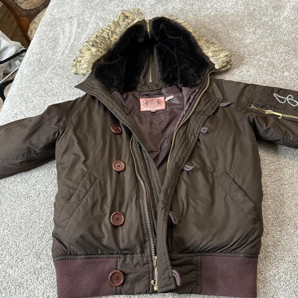 Juicy Couture Fur-Lined Full-Zip Bomber Jacket Women's Small Streetwear - Picture 3 of 7